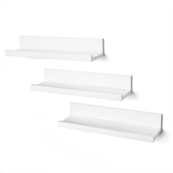 

home storage set of 3 14-inch floating wall shelves racks by white storage holders