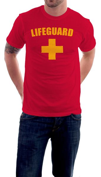 LIFEGUARD CROSS YELLOW T SHIRT TOP BEACH FANCY DRESS CUSTOM COLOUR TSHIRT