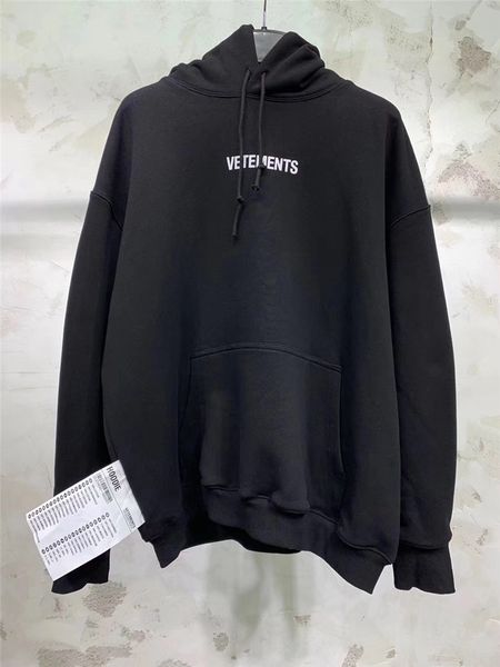 

vetements hoodies men womenembroidery autumn winter casual vetements pullover sweatshirts, Black