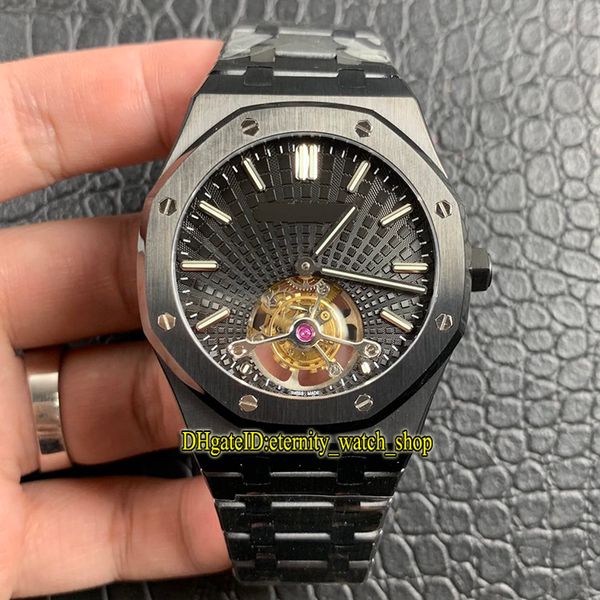 

r8 version royal series 26522ce 26512st cal.2924 real tourbillon hand-winding mechanical mens watch black steel case designer watches, Slivery;brown