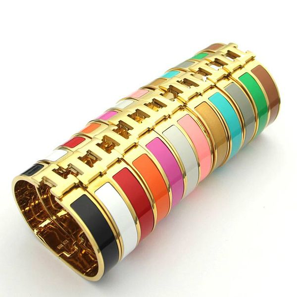

2020 luxury designer jewelry women bracelets stainless steel bangles enamel charm bracelets bangle h letter buckle bracelets for women, Black