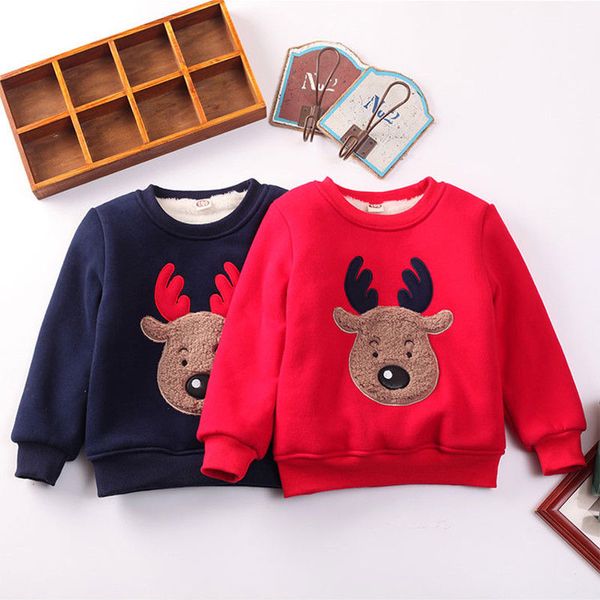 

Xmas Winter Warm Toddler Kids Boys Girl Coat Clothes Child Velvet Inside T-shirt Tops Sweatshirt Clothing
