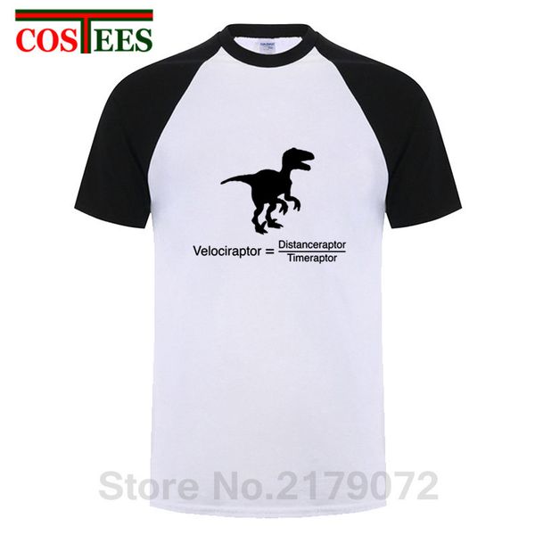 

parody velociraptor physics equation t shirt men dinosaur man short sleeve soft science t-shirt male dino sci-fi tee, White;black