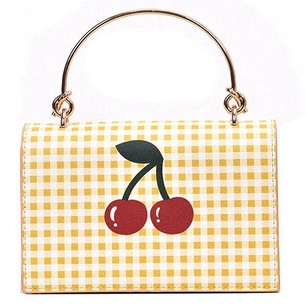 

small square bag fashion chain messenger bag cute cherry printed shoulder casual mobile chain
