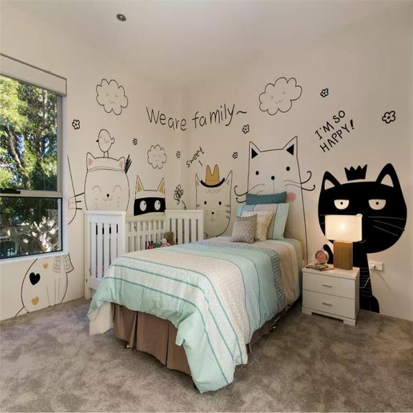 

wallpapers p 3d p custom whole house mural wallpaper child cartoon cute black and white cats for kids room bedroom