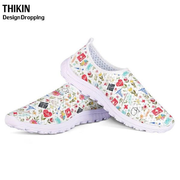 

thikin women fashion flats cute pattern cartoon summer air mesh shoes ladies white sneakers light beach loafers zapatos, Black