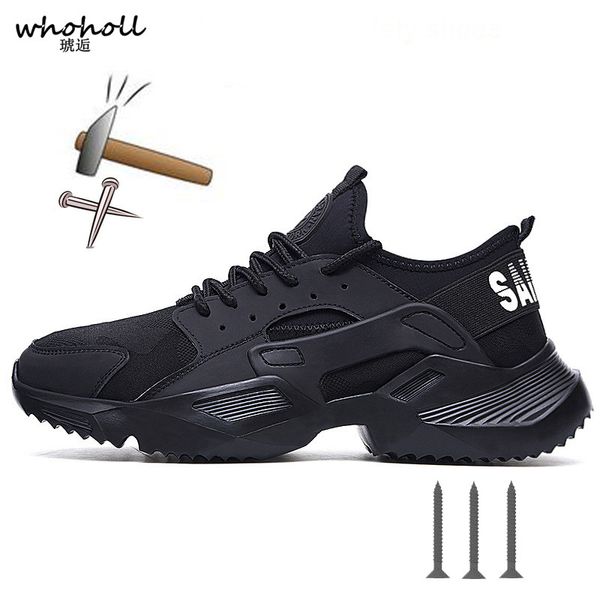 

the new 36-46 lightweight safety shoes men shoes steel toe anti-crush work breathable sneakers wear-resistance work, Black