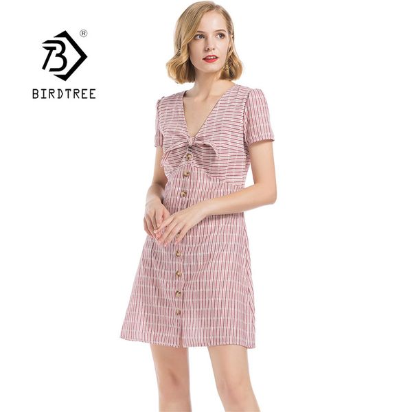 

2019 new fashion woman plaid bow dress high waist sweet short vestidos button lady feminina beautiful d8d527z, Black;gray