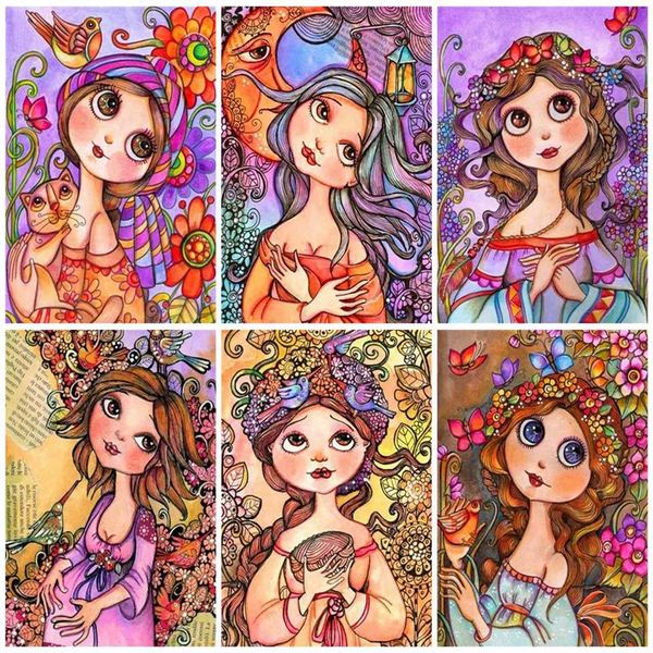 

azqsd unframe diy coloring by numbers girl unique gift acrylic paint oil painting by numbers set cartoon home decoration