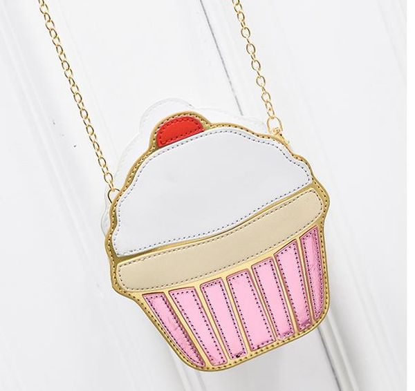

2020 ice cream bag fashion 2d funny ice cream cupcake handbag messenger zipper bag purse crossbody splicing body key bag