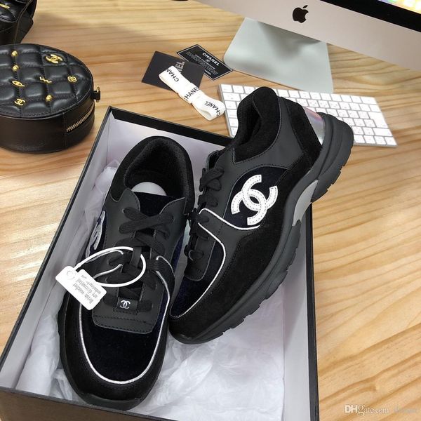 

new16 high-end ladies casual shoes fashion wild ladies sports shoes outdoor comfortable travel shoes original box packaging fast delivery, Black