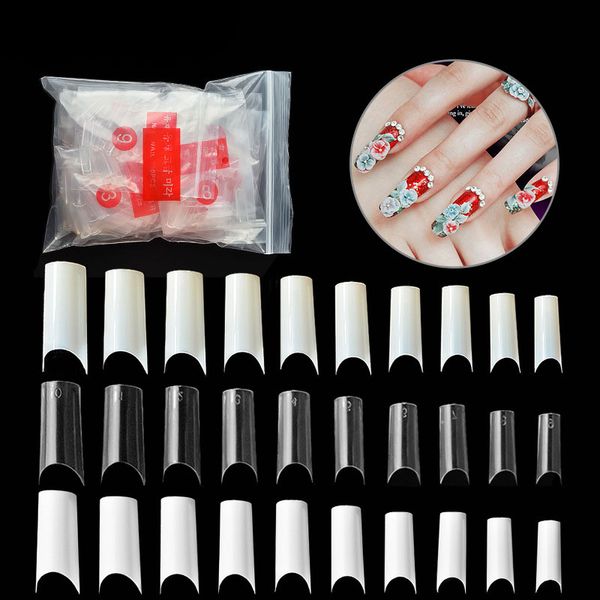 

500pcs/set clear white natural french false acrylic nail tips uv gel ultra flexible tips fake nails nail art manicure tools, Red;gold