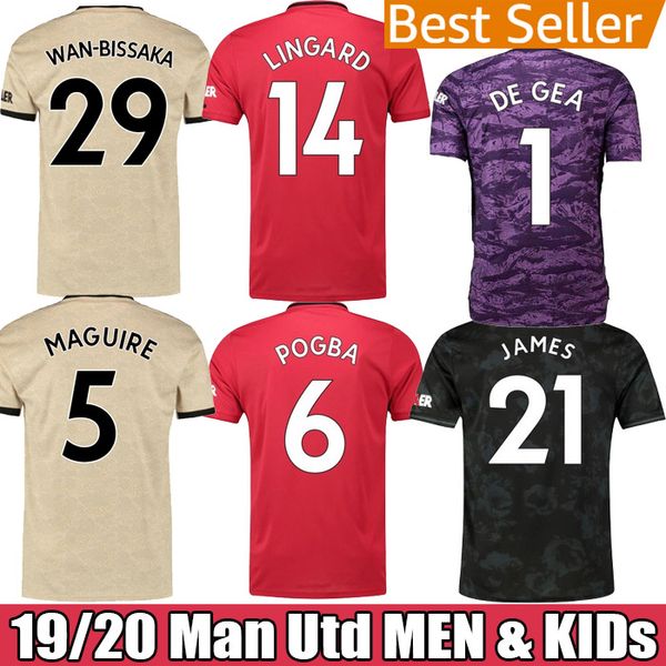 

19 20 RASHFORD POGBA LINGARD MATA Maguire Fans Player FC Manchester Soccer Jersey 2019 2020 Football Shirt United UTD Uniforms Man kids Kit