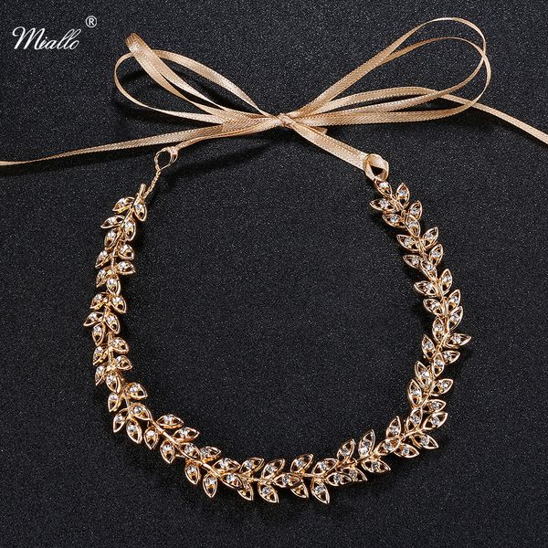 

miallo wedding headbands for bride gold branches and leaves rhinestone hair vine for women wedding bridal hair accessory, Golden;white