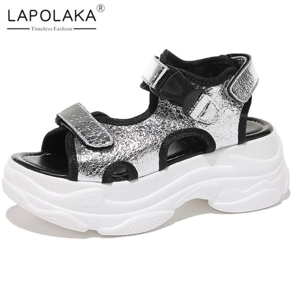 

lapolaka 2020 new design women sandals high heel platform sweet shoes casual summer women sandals, Black