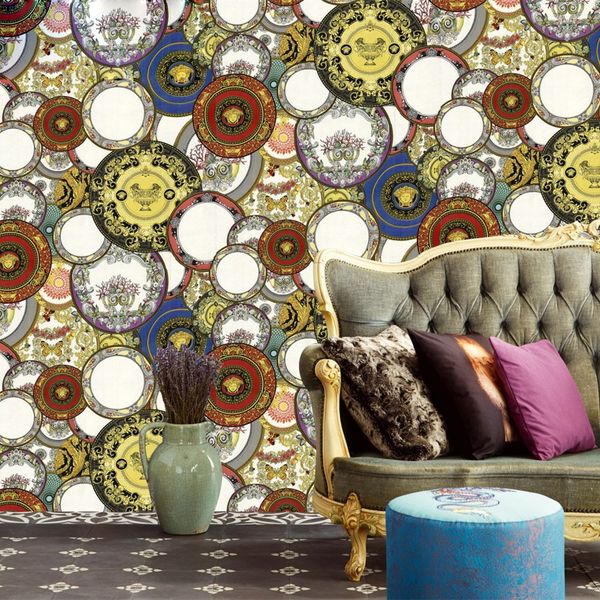 

special european fashionable disk wallpaper personality art pvc living room bedroom tv background wallpaper roll home walls decoration