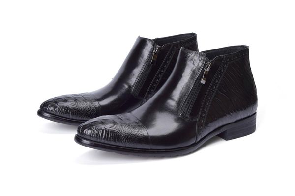 

ankle botas hombre short men leather boots men formal wear black brown wedding shoes leather boots genuine shoes