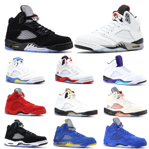 

Top Men 5 5s Basketball Shoes Bred Laney Blue White Fresh Prince Grape International Flight Mens Trainer Designer Sport Sneaker Size 41-47
