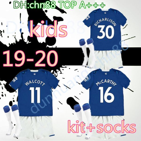 

19 20 home everton kids+socks soccer jerseys richarlison sigurdsson cenk tos walcott andre gomes bernard 2019 child jersey football shirts, Black