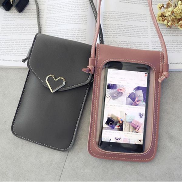 

storage bags women crossbody phone bag lightweight leather purse portable cell pouch shoulder with touchscreen pocket