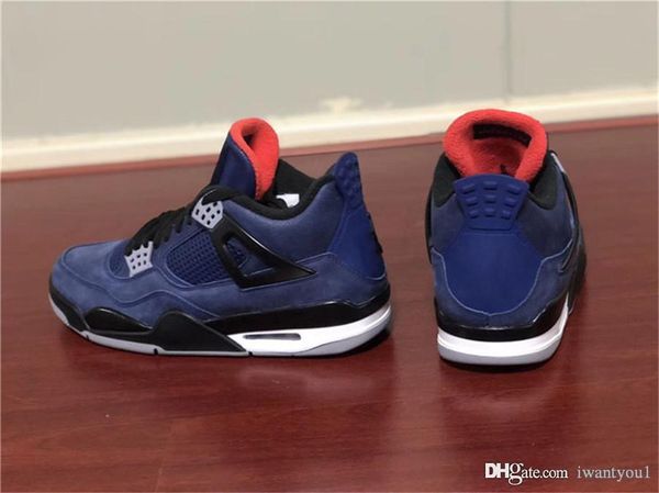 

est authentic air 4 wntr loyal blue basketball shoes for men white habanero red black suede eminem encore sneakers cq9597-401 with box