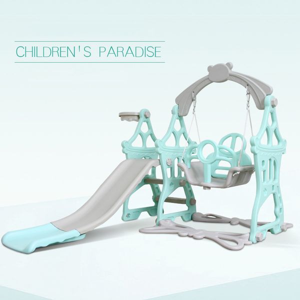 

new arrivals plastic kids slides and swing child home playground plastic slides indoor eco-friendly slider with swing basket