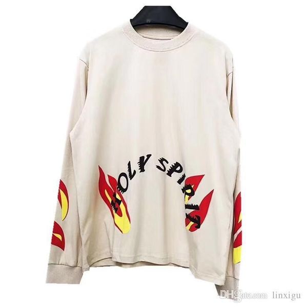 

men's long sleeve t-shirt cotton loose sweatshirt singer team flame holy spirit pattern long sleeve tees women's tide brand sweate, White;black