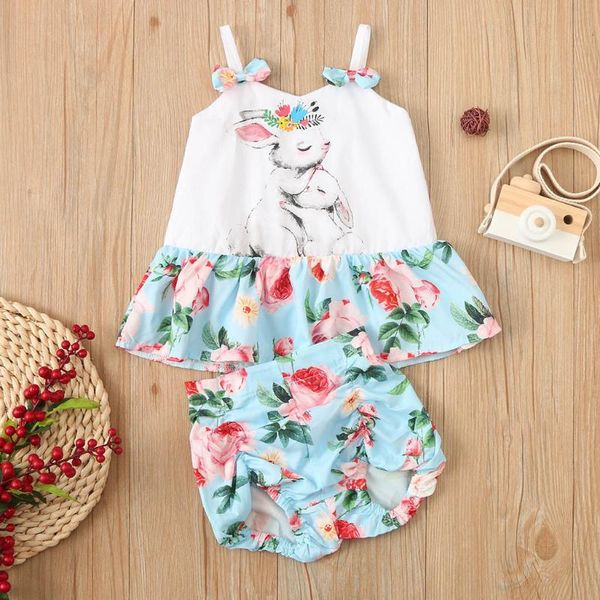 

2020 летняя одежда для девочек комплект мультфильм печати бандаж жилет топы + цветочные шорты наряды набор детская одежда 0-2 лет ma5, White