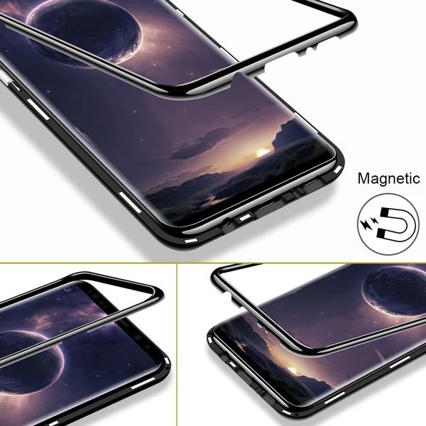 

Aluminium alloy metal magnetic ad orption ca e cover for am ung galaxy 7 edge 8 9 plu note 9 tempered gla cover
