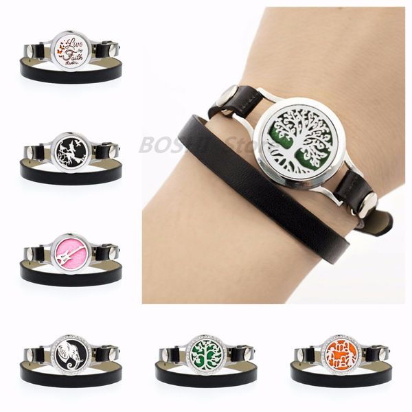 

d4 25mm essential oil diffuser locket bracelets pu leather perfume locket 10pads women bracelet jewelry, Golden;silver