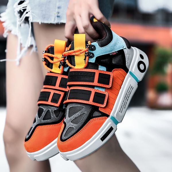 

new four seasons fashion breathable lightweight men sneakers casual shoes lace-up comfortable couple male boots, Black