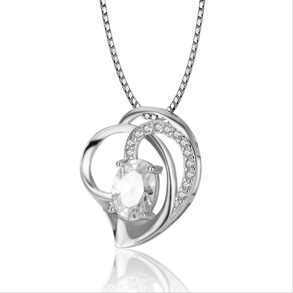 

vintage 925 sterling silver necklace for women engagement accessories trendy heart zircon pendant necklace female clavicle bijou