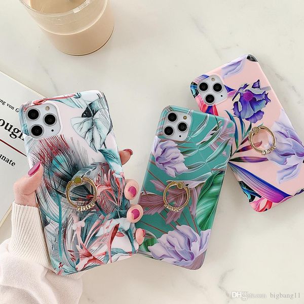 

цветок imd tpu мягкий чехол для iphone 11 pro max xs max xr 8 7 6 360 палец металлическое кольцо держатель роскошная мода роза цветочный сти