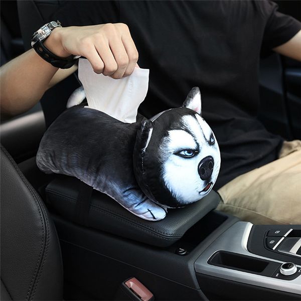 

car ornaments automobile hanging car accessories interior cute pet cartoon armrest box tissue box with tray dog charcoal