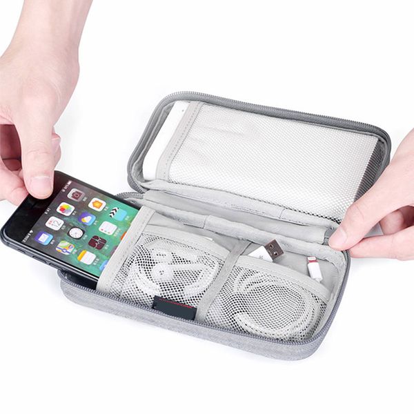 

polyester multi-function cable kit case usb data cable earphone wire pen power bank storage bags digital gadget devices travel