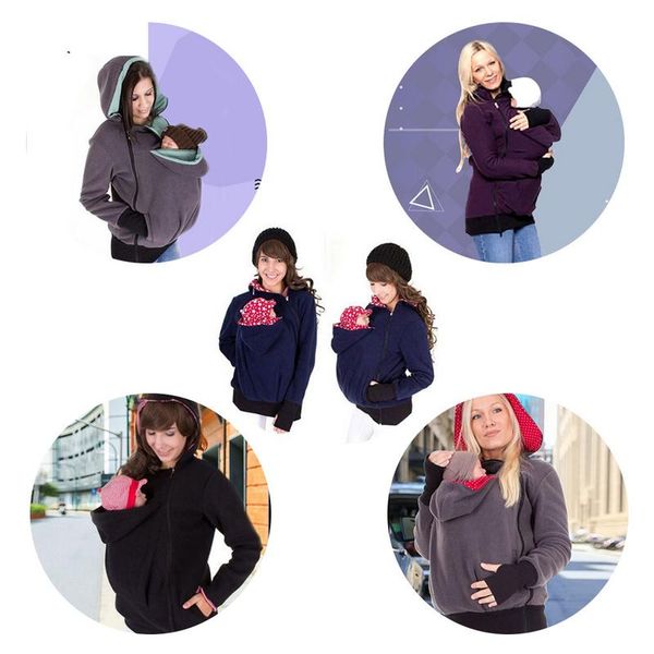 

baby maternity cusual sweatshirt clothes 2018 new pregnant women hoodies thicken wool maternity carrier jackets coat, White