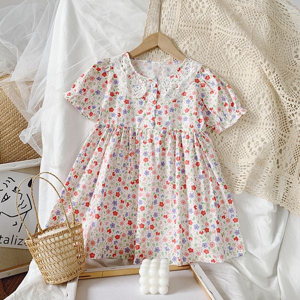 

2020 summer new arrival girls fashion floral dress kids princess cotton dress girls dresses, Red;yellow