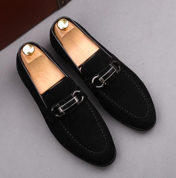 

men casual shoes suede leather flats new men casual men loafers moccasin driving zapato hombre size:eu39-44, Black