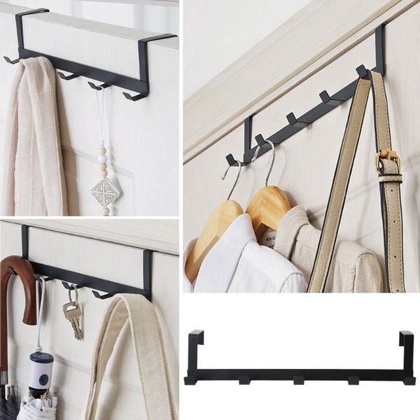 

multipurpose over the door hook rack metal 5 hooks hanger storage holder hanging coat hat wardrobe storage