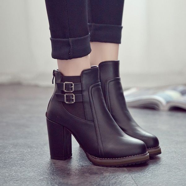 

high boots women leather boots black high heels women fashion female shoes shoe
