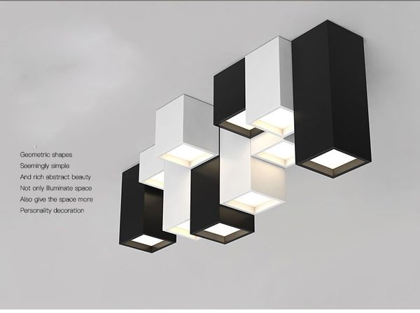 Modern kısa akrilik yaratıcı geometrik led tavan aydınlatma armatür kombinasyonu ev deco kişiselleştirilmiş kare tavan lambası