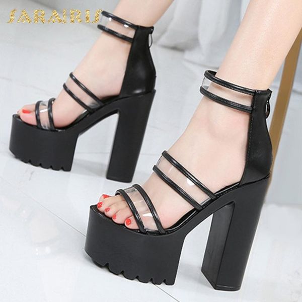 

sarairis 2020 new fashion platform chunky high heels summer sandals woman shoes buckle strap comfortable shoes women sandals, Black