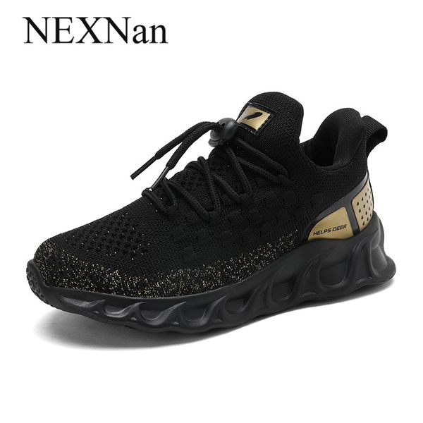 

nexnan mesh children casual shoes for kids sneakers boys shoes girls sneakers sport school footwear outdoor lace-up breathable, Black