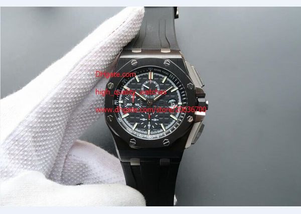 

factory supplier luxury wristwatch 42mm mens watch black quartz chronograph movement satch rubber strap bands, Slivery;brown