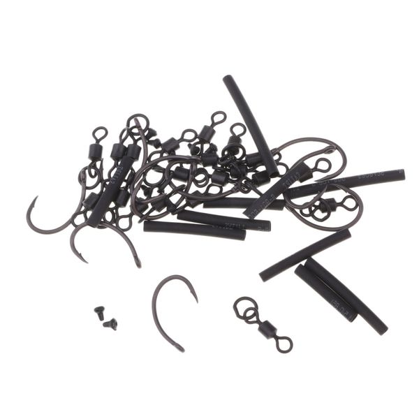 

10 carp fishing hooks ready tied ronnie rigs fishing hook link hair rigs swivels for pop ups fishing