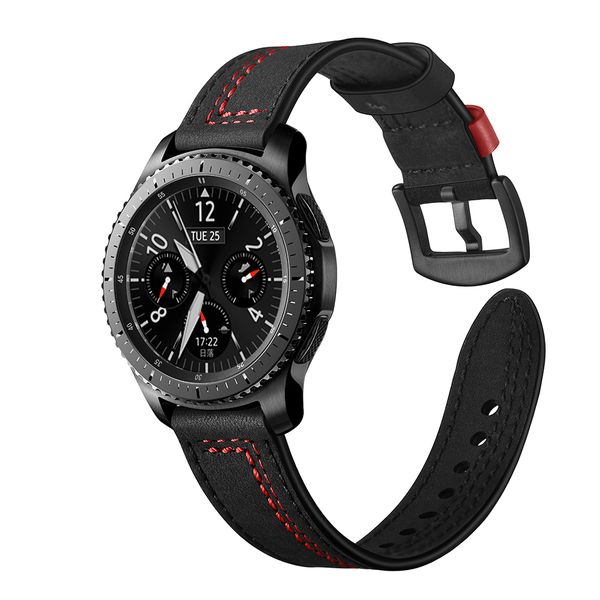 

22mm gear s3 frontier leather strap for samsung galaxy watch 46mm replacement watchband belt retro wristband wrist accessories, Black;brown