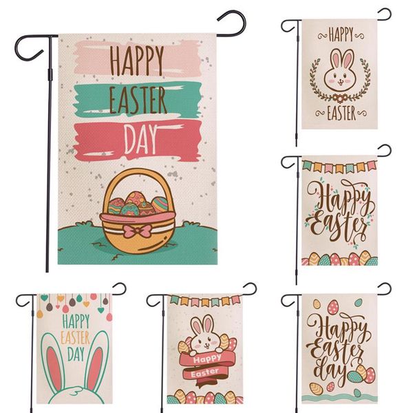 

1pc easter garden flag decoration waterproof encryption linen ornament yard garden flag decor garden flag without iron stand