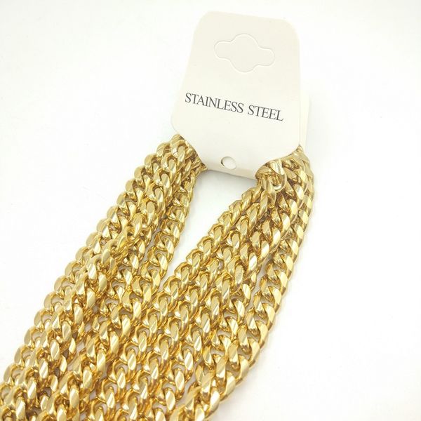 

usenset 8mm new men's stainless steel curb link chain miami cuban necklace jewelry gifts hip hop accessories, Silver