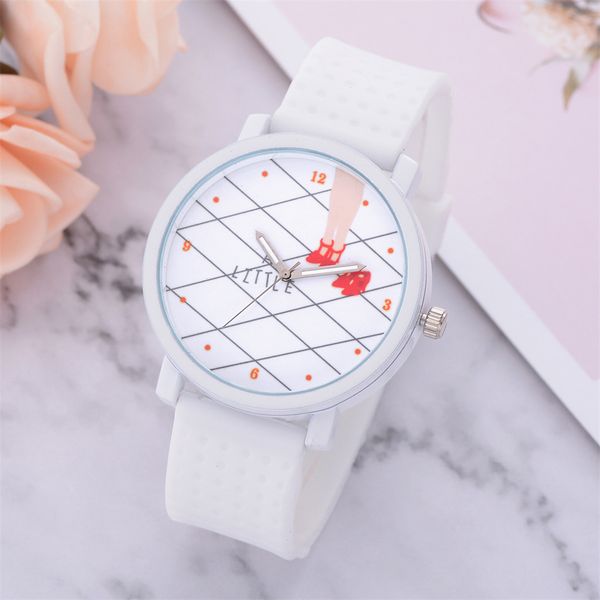 

luxury watch women silicon strap women watches ladies cartoon pattern wristwatch clock leather bracelet watch dress, Slivery;brown