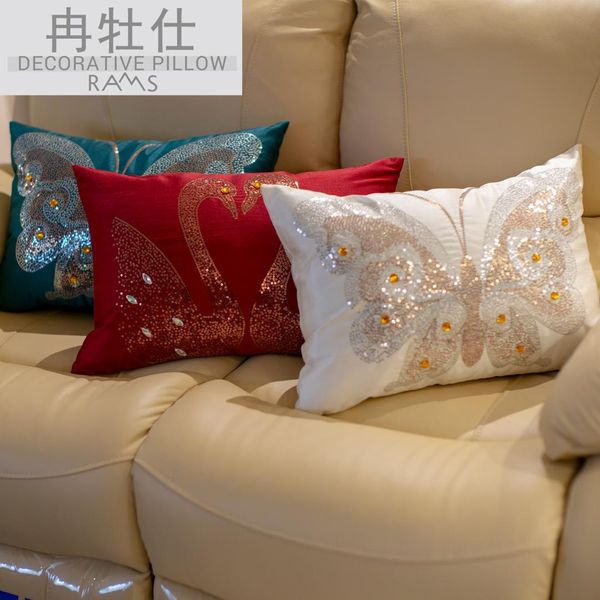 

2019 rams embroidered decorative geometric pillow cushion home decor embroidery